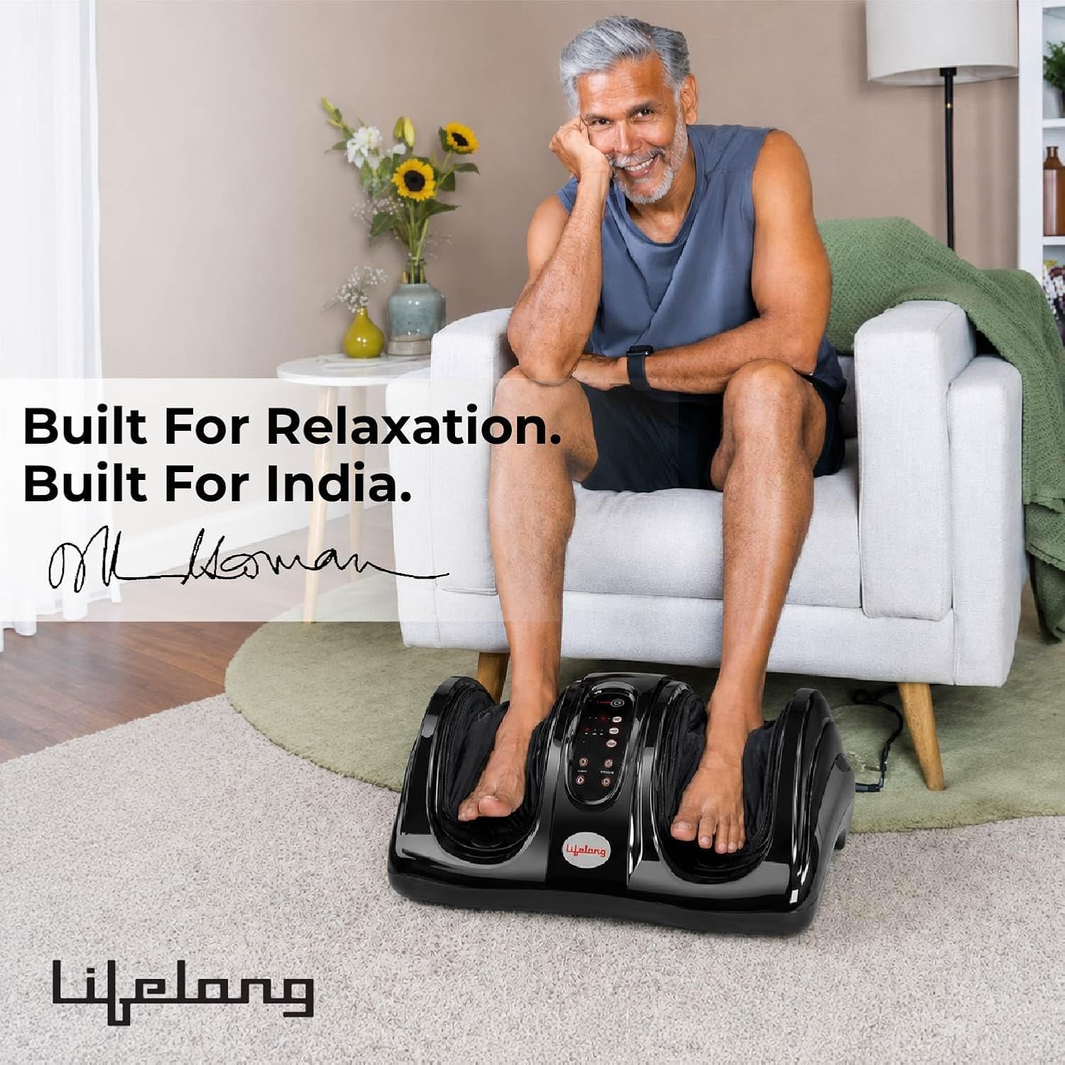 Lifelong Foot Massager for Pain Relief |Corded Electric Calf & Feet Deep Tissue Massager for Home with Rolling, Shiatsu, Kneading & Heat |Blood Circulation, Muscle Relaxation |15Min Shut Off, 7 Modes