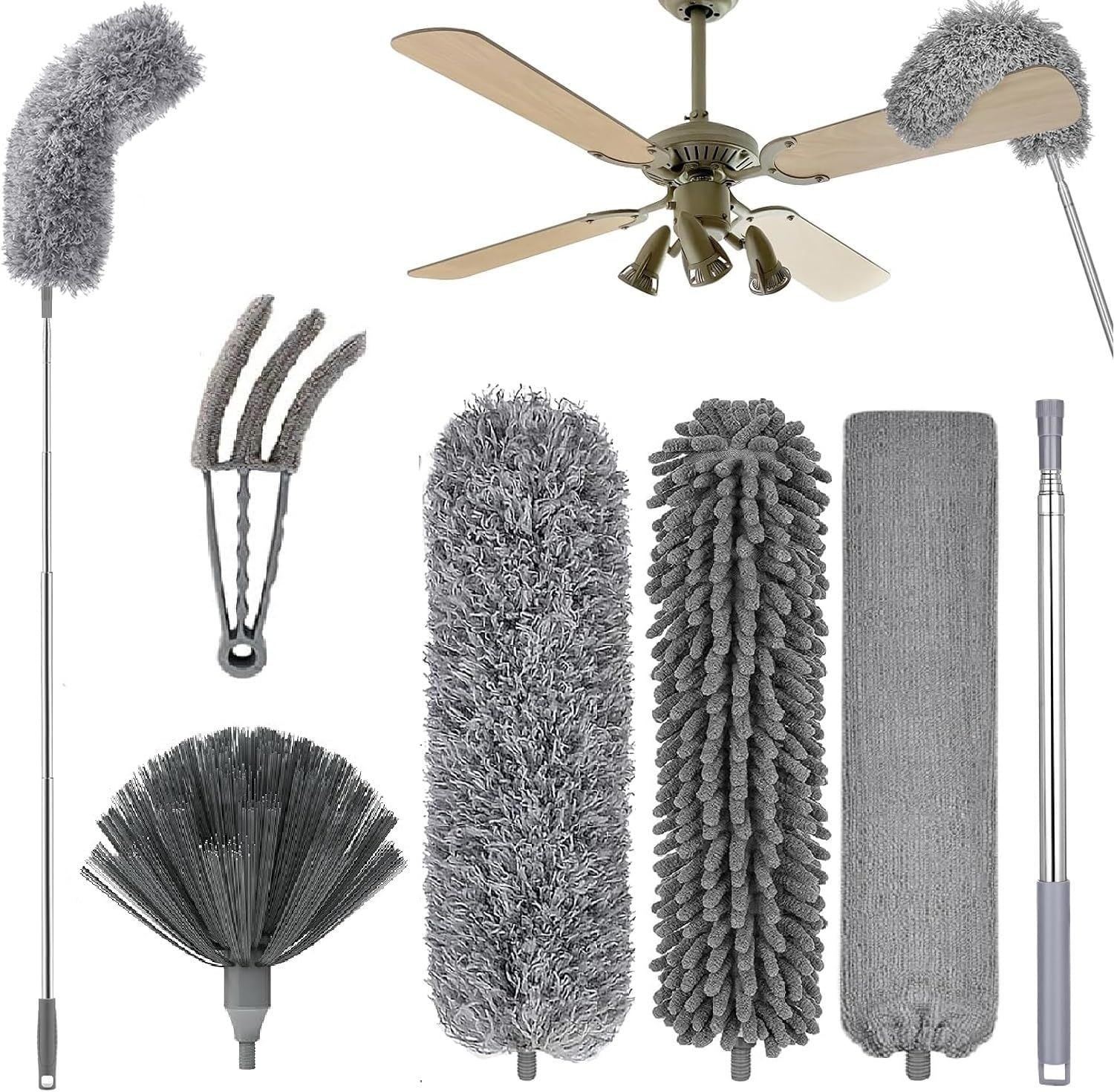 6Pcs Multifunctional Microfiber High Ceiling Duster with Extension Pole