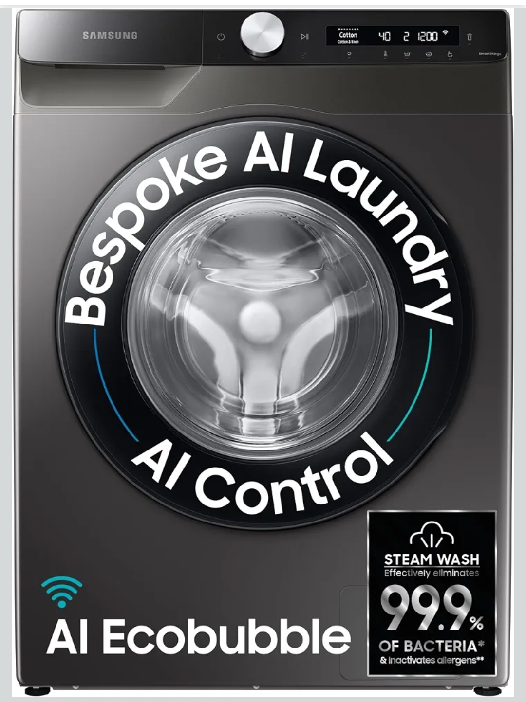 Samsung 8 kg, 5 star, AI Control, AI Eco Bubble, Wi-Fi, Digital Inverter, Motor, Fully-Automatic Front Load Washing Machine (WW80T504DAX1TL, Hygiene Steam, Inox)