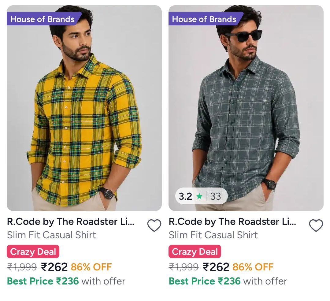 Myntra: Upto 86% Off on Roadster Men's Shirts Starts Rs.262