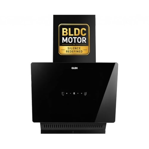 Glen 60 cm 1600 m³/hr BLDC Slant Kitchen Chimney |Intelligent Auto Clean |Wider Suction Area|(Hood Play 60,Touch & Gesture Control,Black) 1 Year Comprehensive Warranty & 15 Year on Motor| Black