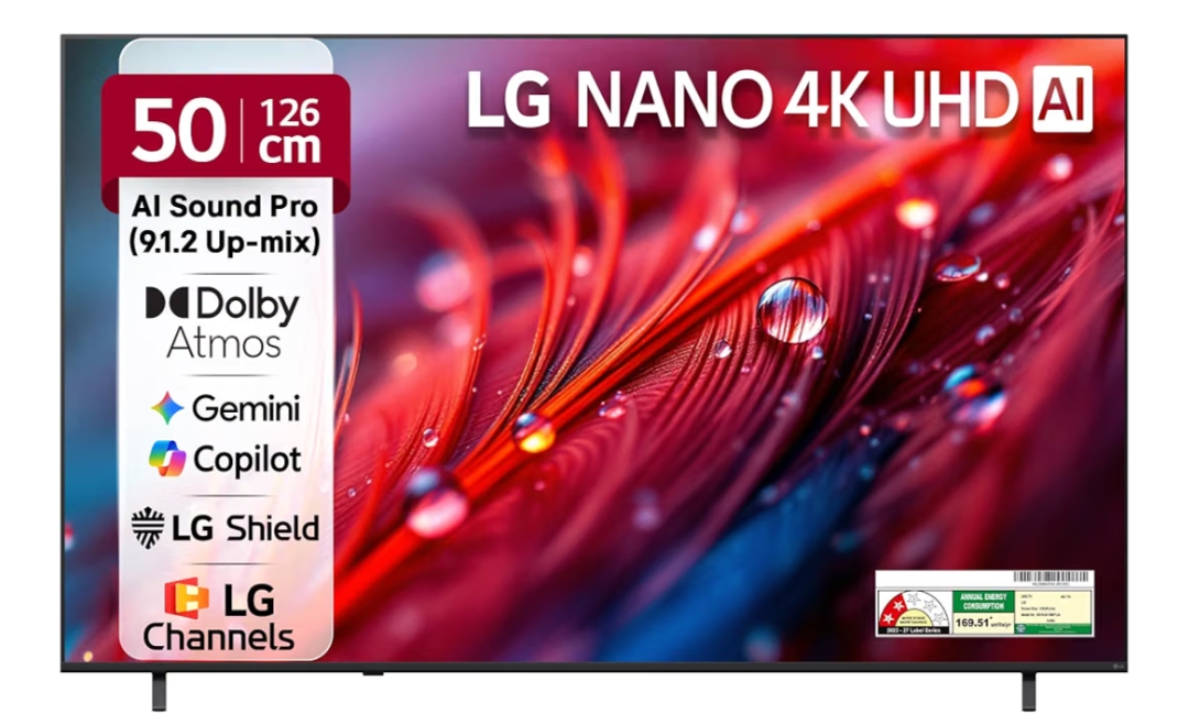 LG 126 cms (50 inches) NU87 AI Series Nano 4K Ultra HD (3840 x 2160) Smart webOS LED TV 50NU870BPLA 2026