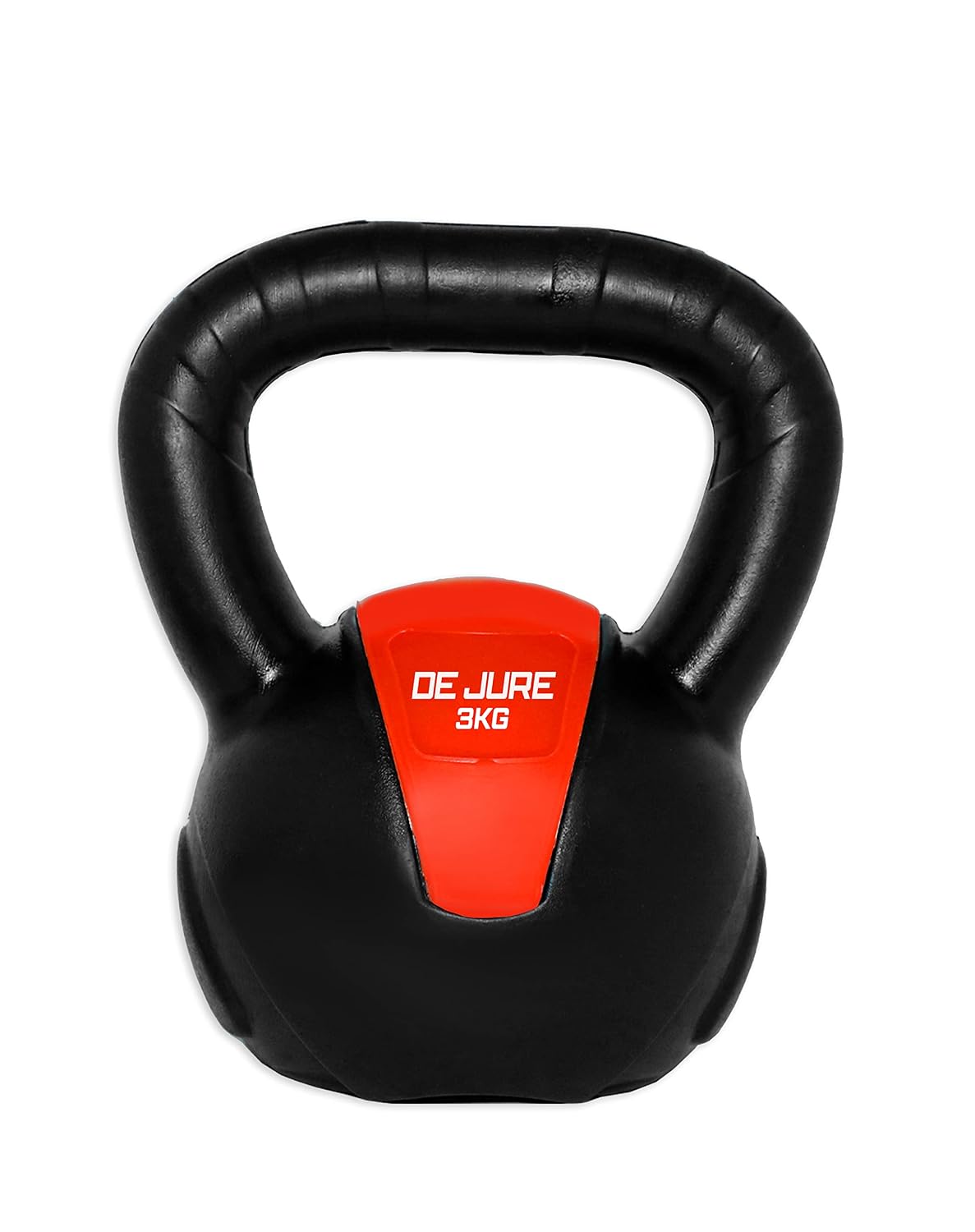 De Jure Fitness PVC Kettlebell 3kg for Men & Women Strength & Cardio Training, Soft Grip, Crushed Concrete Filled, Full Body Workout