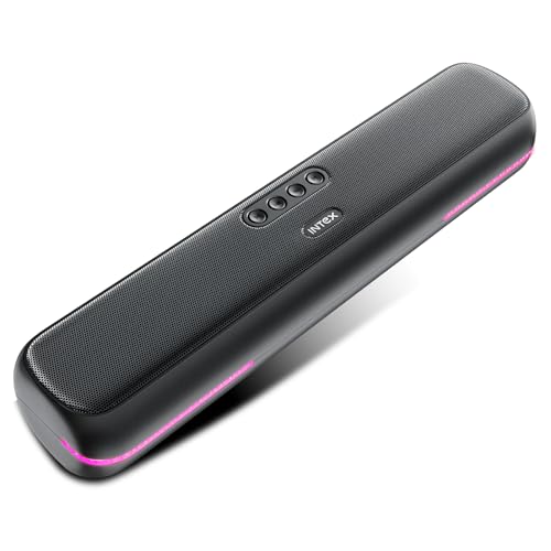 Intex Beast 20X Newly Launched 20W BT Soundbar with 360° Surround Sound, Rhythmic RGB Light, 52mm×4 Drivers, 5hrs Playback Time, TWS Feature, Type C Fast Charging, BT V5.4, USB/AUX/TF (Black)