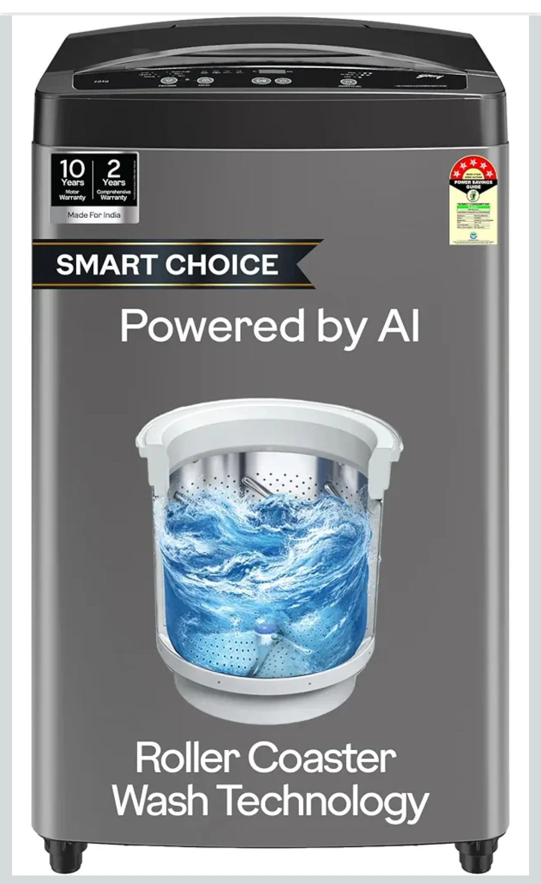 Godrej 7 Kg 5 Star, AI Powered, Fabrisafe Steel Drum, Magic Lint Filter, Fills Tub At ~0 Water Pressure, Fully-Automatic Top Load Washing Machine (WTEON ALP 70 5.0 FDUN GPGR, Graphite Grey)
