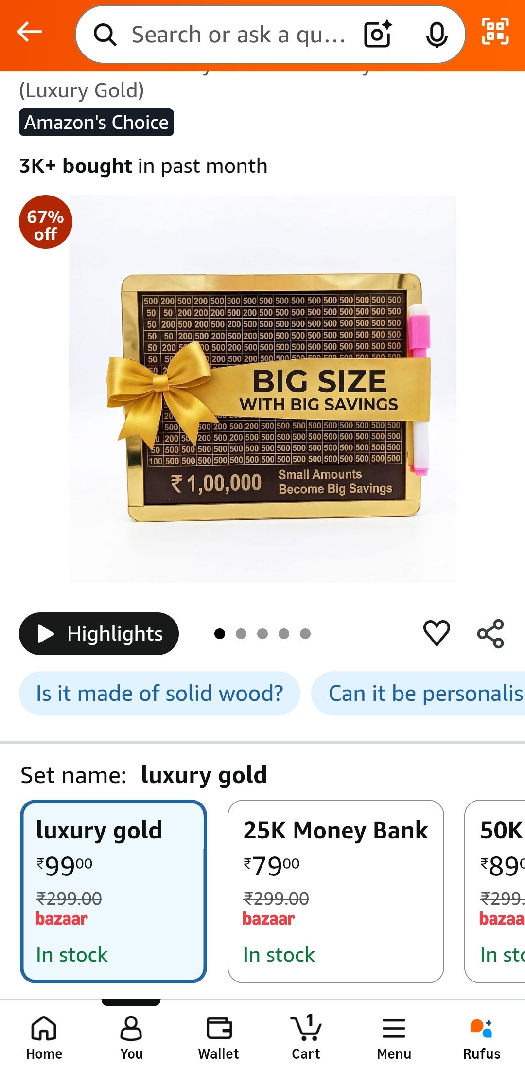 Money Saving Challenge Piggy Bank @99