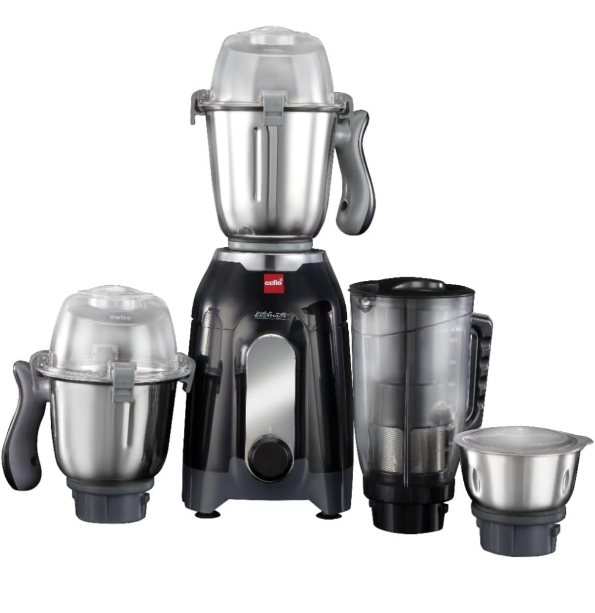 CELLO Discovery Pro Juicer Mixer Grinder For Kitchen 1000 Watts Black | 3 Steel Jar with 1 Juicer Jar Powerful Copper Motor, 3 Speed Settings | Ideal for Blending Juicing Grinding | 5 Years Warranty