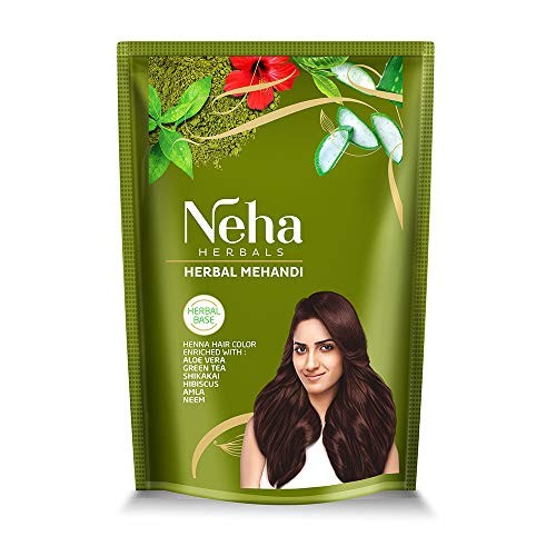 MOQ -2 | Neha Herbal Mehandi, Natural Henna Herbal Base Hair Color, Enriched with 10 Natural Herbs Like Green Tea, Aloe Vera, Habiscus, Amla, Brahmi, Bhringraj, Neem Pack of 4 - (55gm), Burgundy