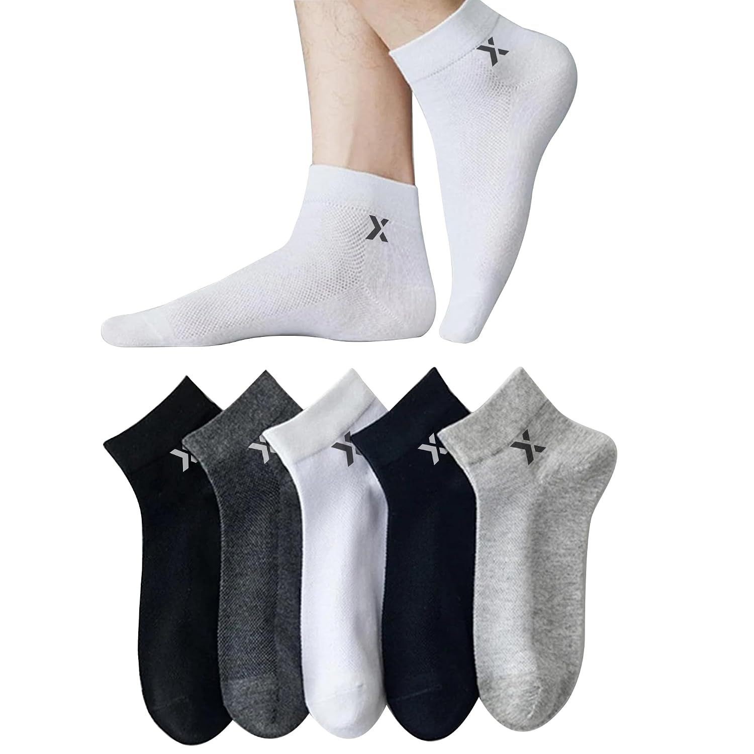 BRIGHT Socks Pack of 5 | Solid Cotton Ankle Length Socks for Men and Women | Multicolor Free Size Stretchable Fit