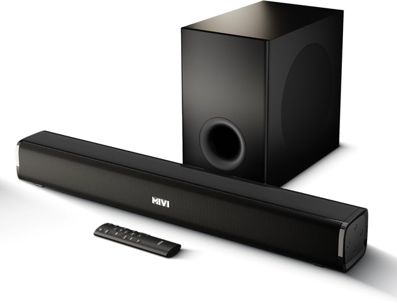 Mivi Fort Sonic 200 Soundbar, 2.1 Channel, Multi-Input and EQ Modes, BT v5.3 200 W Bluetooth Soundbar (Black, 2.1 Channel)