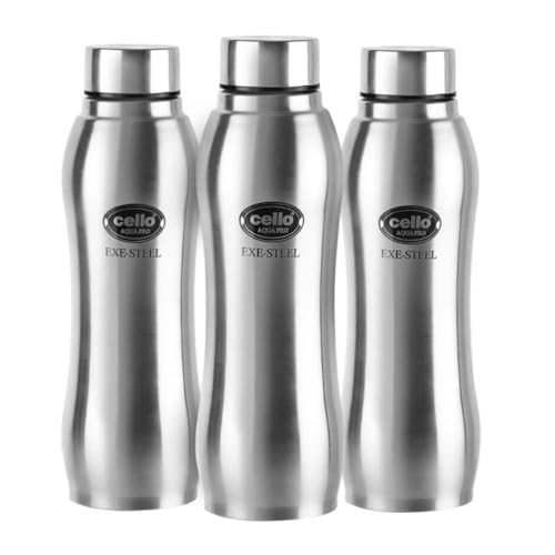 CELLO Aqua Pro Stainless Steel Water Bottle 1000ml Set of 3 Pcs