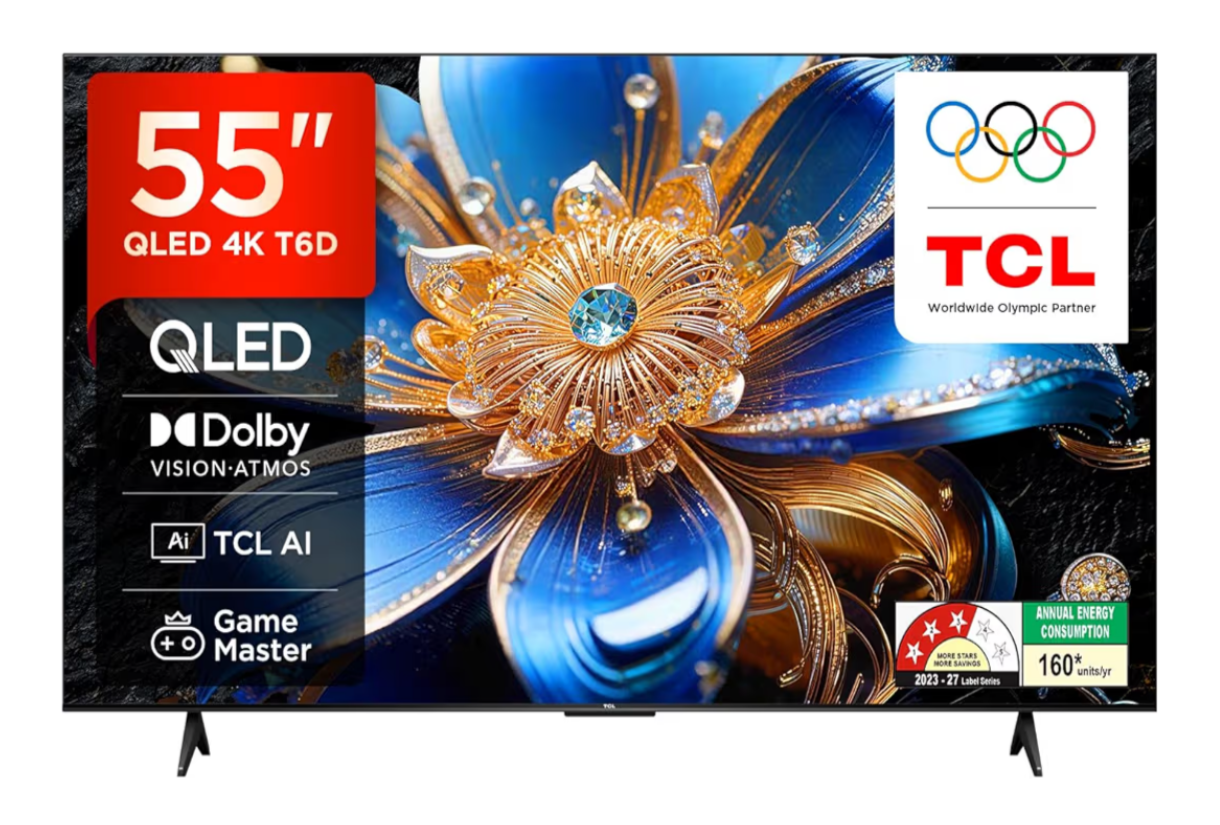 TCL 139 cm (55 inches) Smartchoice 4K Ultra HD Smart QLED Google TV | HDR 10+ | Dolby Vision & Atmos | 30W Speaker Output | Game Master | 55T6D