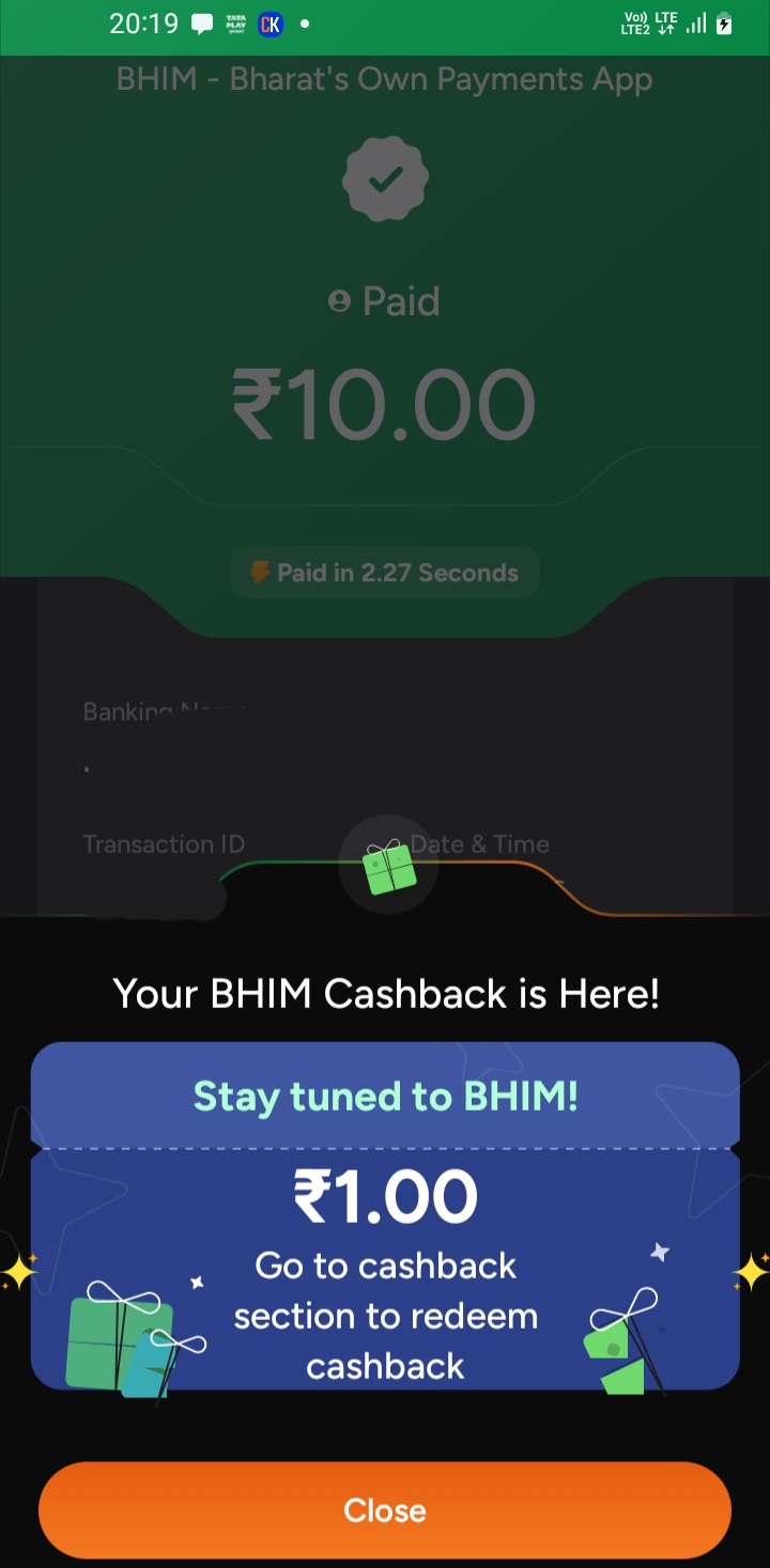 Bhim - Make 5 payments of Rs10 get 5rs cashback using upi lite ( Not for those who had use earlier offer of Send 20+ 5 times)