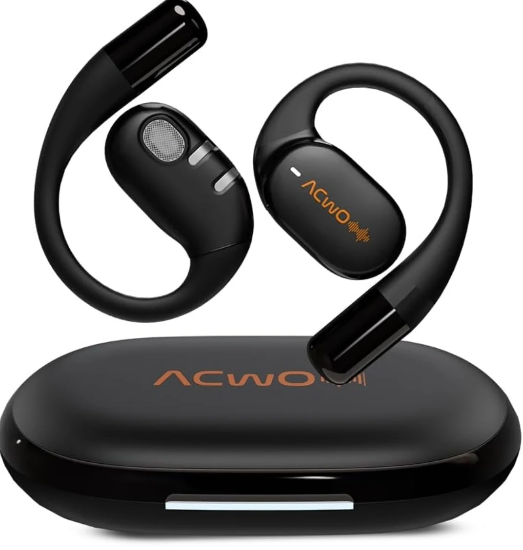Lowest - ACwO DwOTS Sense OWS Wireless Open-Ear Earbuds, Situational Awareness, 15mm Titanium Drivers, 65 Hrs Playback, BT V5.4, Secure Fit, 4 Mics with ENC, 40ms Low Latency, Equaliser Modes (Silver Black)